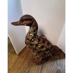 Majestic vintage Japanese cast iron duck lantern